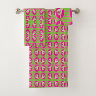 Perfect Pink and Green Bath Towel Set