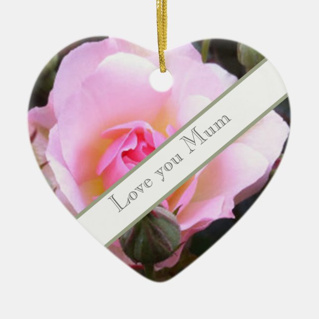 Perfect pink English Rose   Ceramic Tree Decoration (Front)