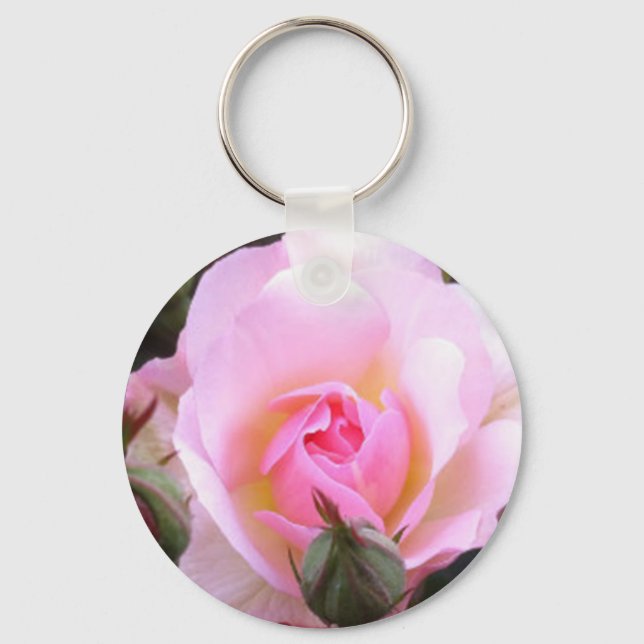Perfect pink English Rose Key Ring (Front)