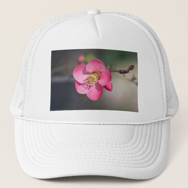 Perfect Pink Flowering Quince Trucker Hat (Front)