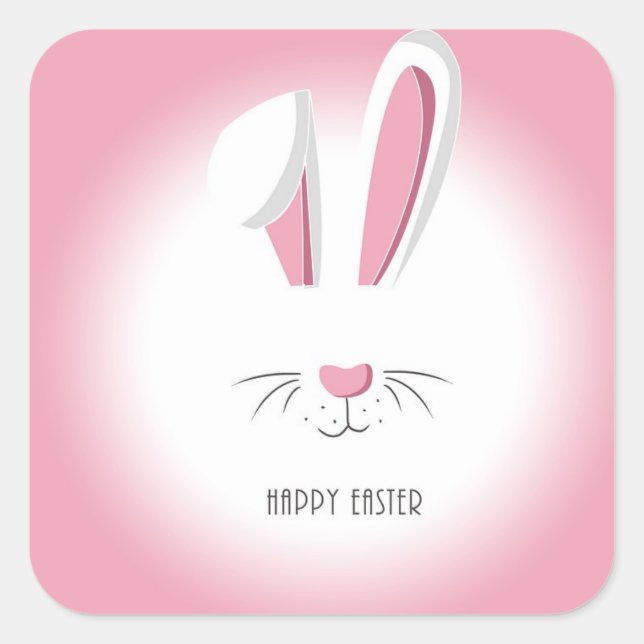Perfect Pink Happy Easter Bunny   Square Sticker (Front)