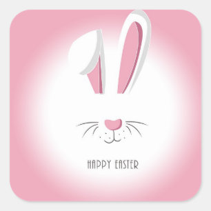 Perfect Pink Happy Easter Bunny   Square Sticker