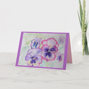 Perfect Pink Pansies Watercolor Greetings Card