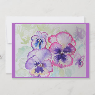 Perfect Pink Pansies Watercolor Purple Greetings Card
