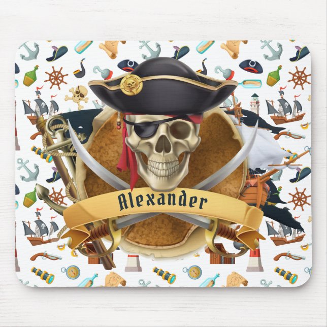 Perfect Pirate Pattern PERSONALIZE  Mouse Mat (Front)