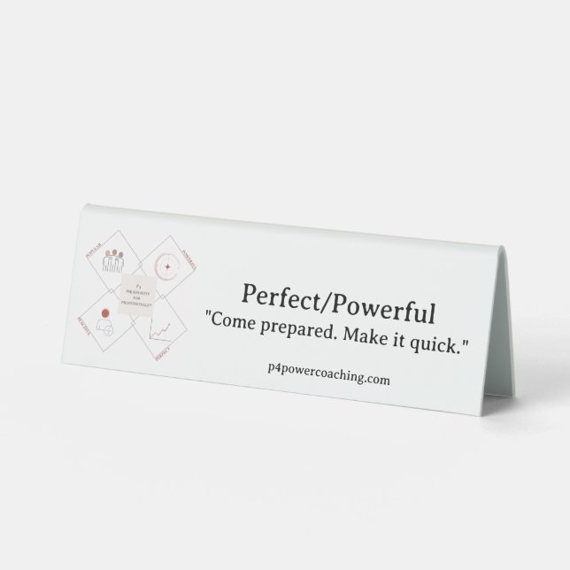 Perfect/Powerful Plastic Desk Plaque (Front)