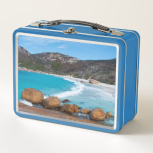 Perfect pristine white beach and blue ocean metal lunch box