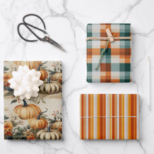 Perfect Pumpkin Party Halloween Thanksgiving Fall Wrapping Paper Sheet