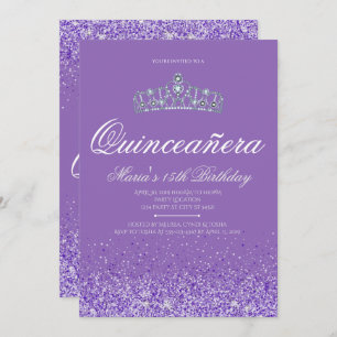 Perfect Purple Glitter, Quinceanera Invitations
