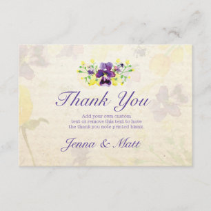 Perfect Purple Pansies Thank You Cards