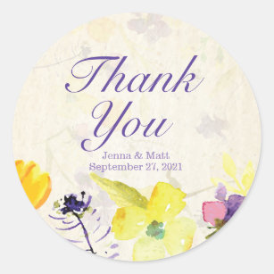 Perfect Purple Pansies Thank You Stickers