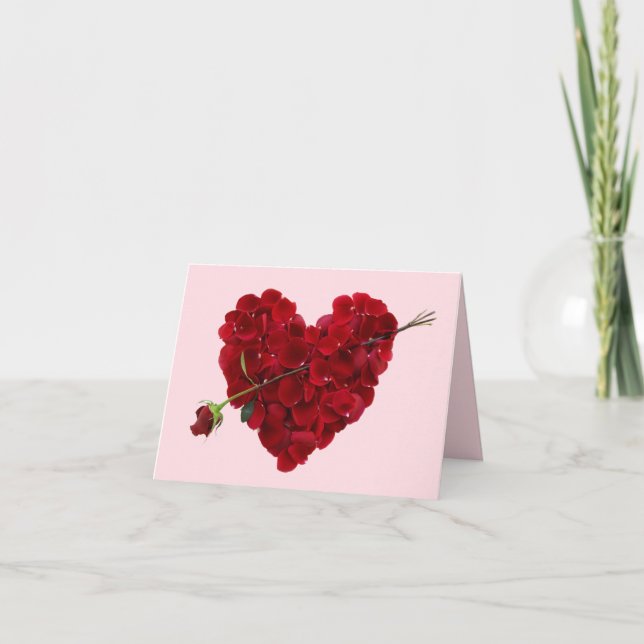 Perfect Red Rose Heart with Arrow Greeting Card (Front)