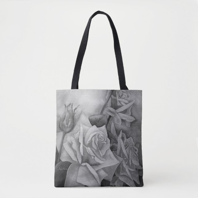 Perfect Roses in Shades of Gray Tote (Front)