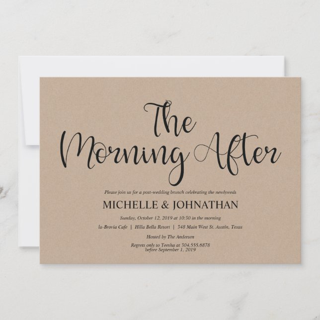 Perfect Rustic Kraft Post Wedding Brunch Invites (Front)
