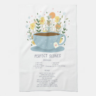 Perfect Scones Tea Towel Recipe Kitchen Wall Art