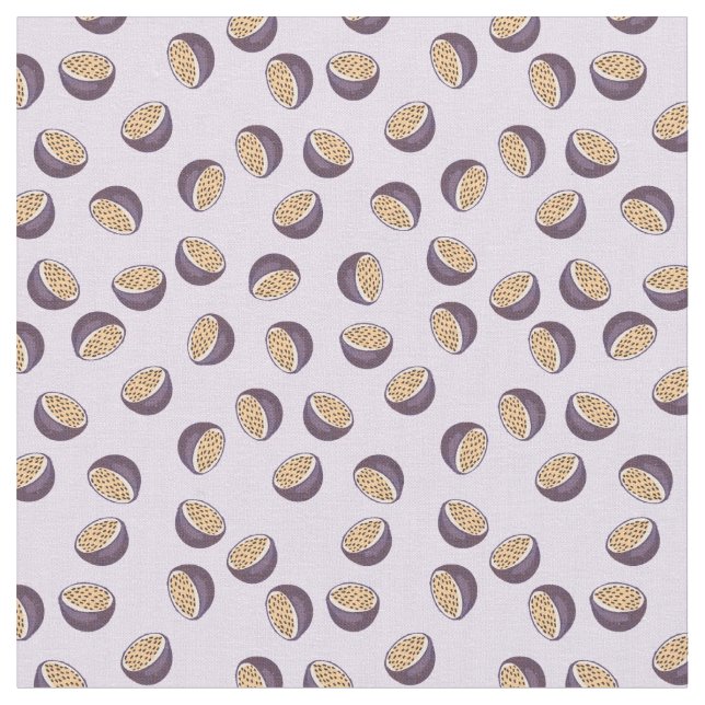 Perfect seamless passion fruits pattern purple fabric (Close Up)