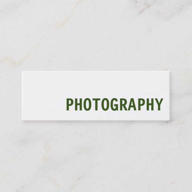 Perfect Slim Grey White Green Photography Artist Mini Business Card (Front)