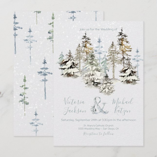 Perfect Snow Forest Wedding invitations (Front/Back)