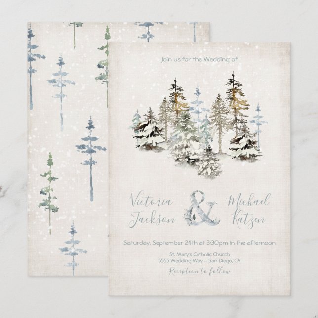 Perfect Snow Forest Wedding invitations (Front/Back)