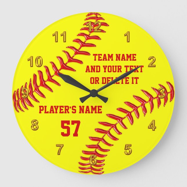 Perfect Softball Senior Night Gifts PERSONALIZED Large Clock (Front)