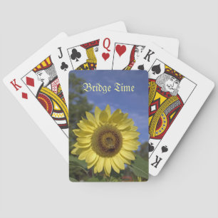 Perfect summer yellow sunflower in blue sky. playing cards