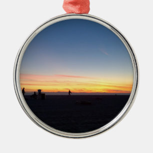 Perfect Sunset in Huntington Beach, California Metal Tree Decoration