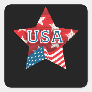 Perfect USA Flag Color Star - LOVE USA Square Sticker