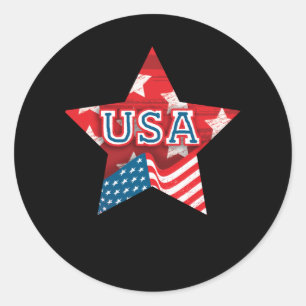 Perfect USA Flag Colour Star - LOVE USA Classic Round Sticker