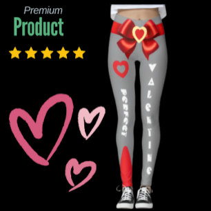 Perfect Valentine Gift Bow & Heart Custom Text Leggings