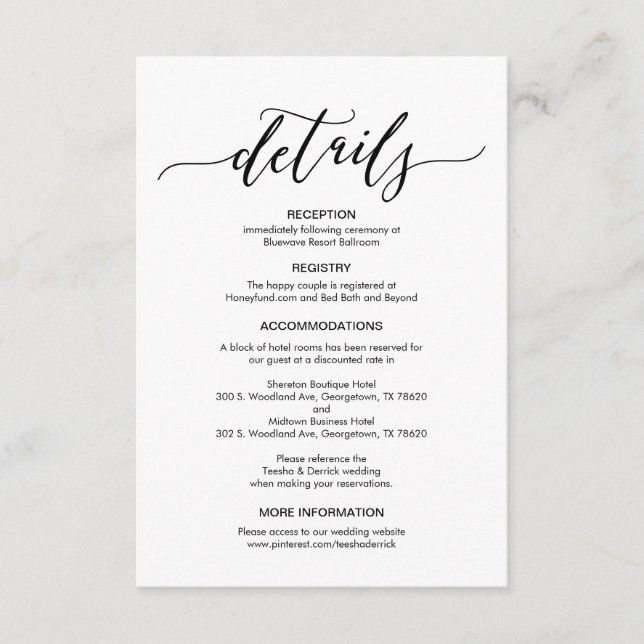 Perfect Wedding Details Enclosure Card (Front)