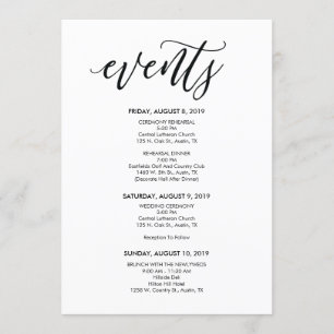 Perfect Wedding Timeline / Itinerary Card