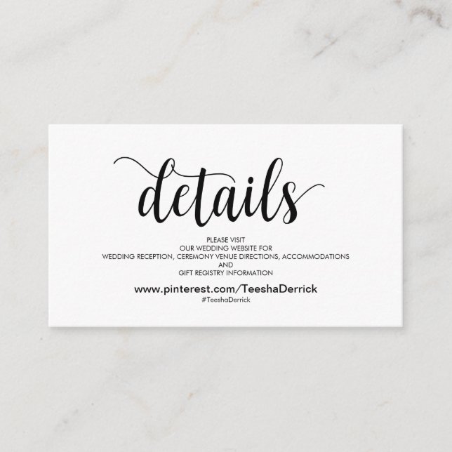 Perfect Wedding Website Details Enclosure Card (Front)