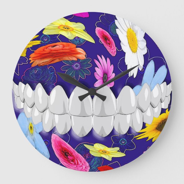 Perfect White Teeth Smile Dentist Wall Clock (Front)