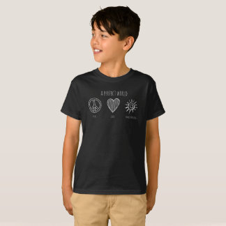 Perfect World: Peace, Love, Homeschooling Kid T-Shirt