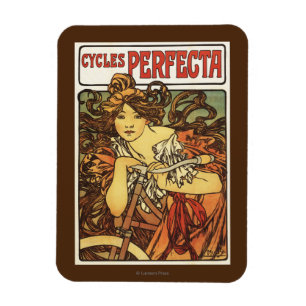 Perfecta Bicycles with Woman Advertisement Poste Magnet