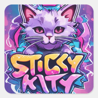 "Perfectly Adorable: Cute Kitty Stickers" Square Sticker