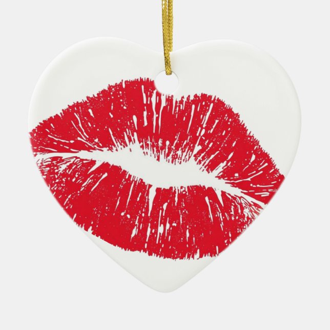 Perfectly Beautiful Lips on a Valentines Day Tree  Ceramic Tree Decoration (Front)