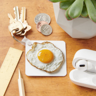 Perfectly Fried Egg with Crisp Edges and Golden Yo Key Ring