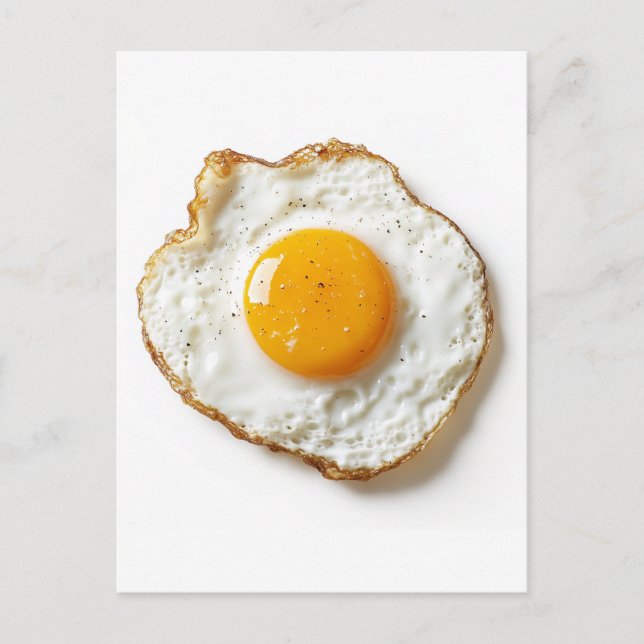 Perfectly Fried Egg with Crisp Edges and Golden Yo Postcard (Front)
