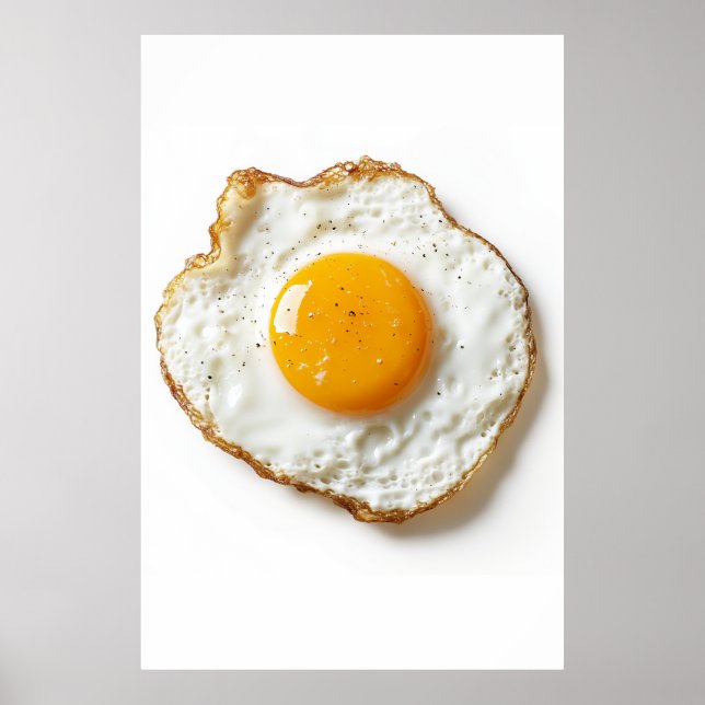 Perfectly Fried Egg with Crisp Edges and Golden Yo Poster (Front)