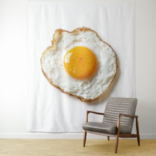Perfectly Fried Egg with Crisp Edges and Golden Yo Tapestry