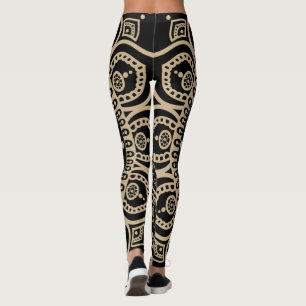 Perfectly full graphic Mandala yoga black and gold Leggings