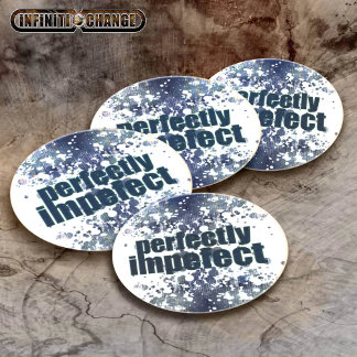 PERFECTLY IMPERFECT | grunge denim | text related Coaster