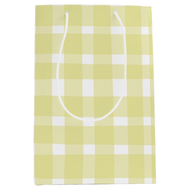 Perfectly Imperfect Pastel Yellow Gingham Large Gi Medium Gift Bag (Front)