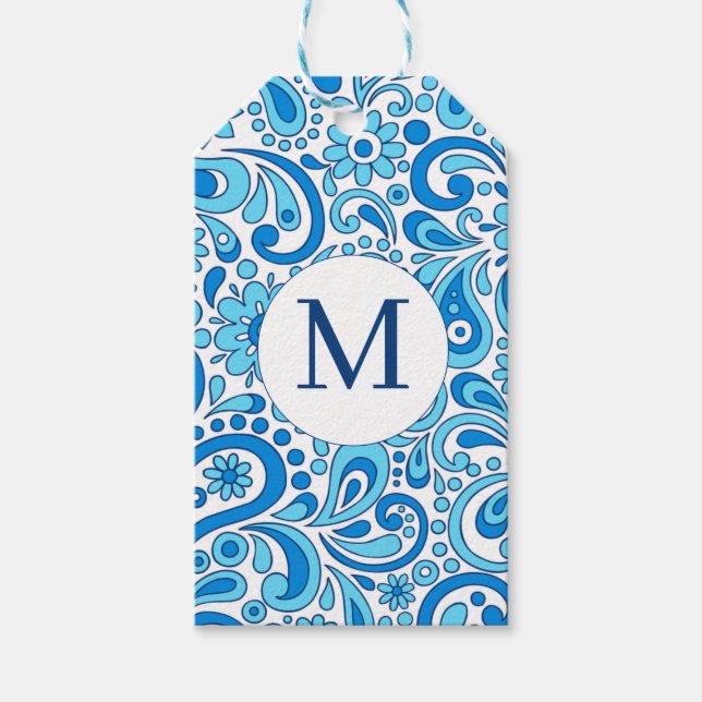 Perfectly Paisley Blue Signature  Gift Tags (Front)