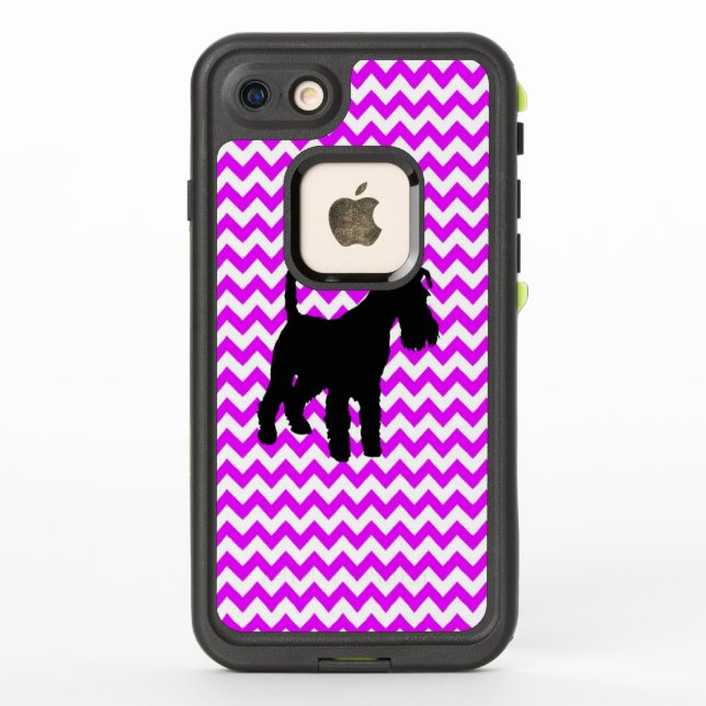 Perfectly Pink Chevron With Schnauzer LifeProof iPhone Case (Back)