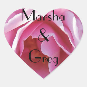 Perfectly Pink Rose Personal Wedding Heart Sticker
