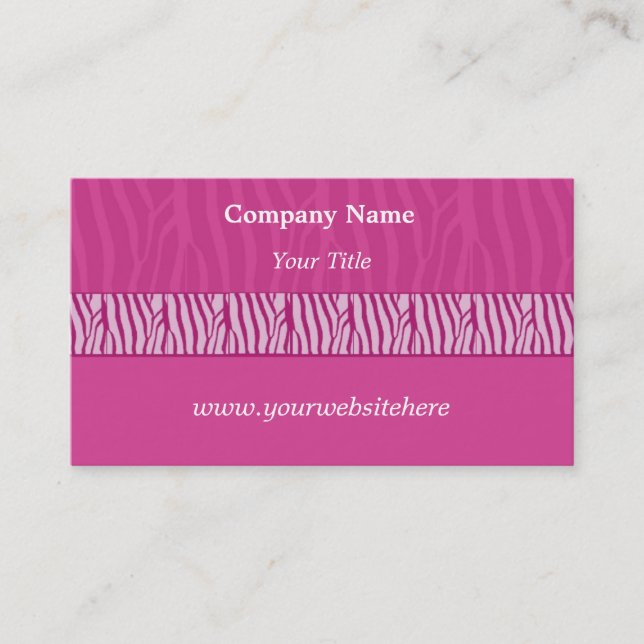Perfectly Pink Zebra Print Business Card (Front)
