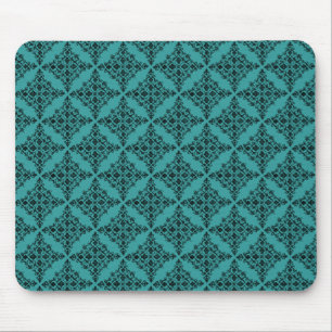 Perfectly Polished Damask Mousepad, Teal Mouse Mat