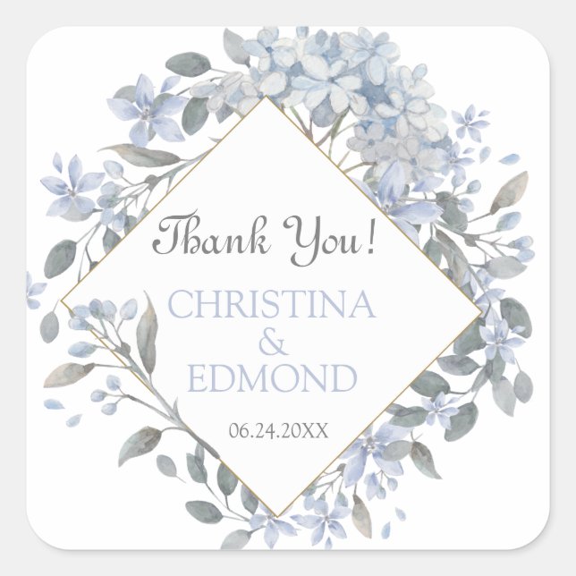 Perfectly Pretty Lavender Wedding Thank You  Square Sticker (Front)